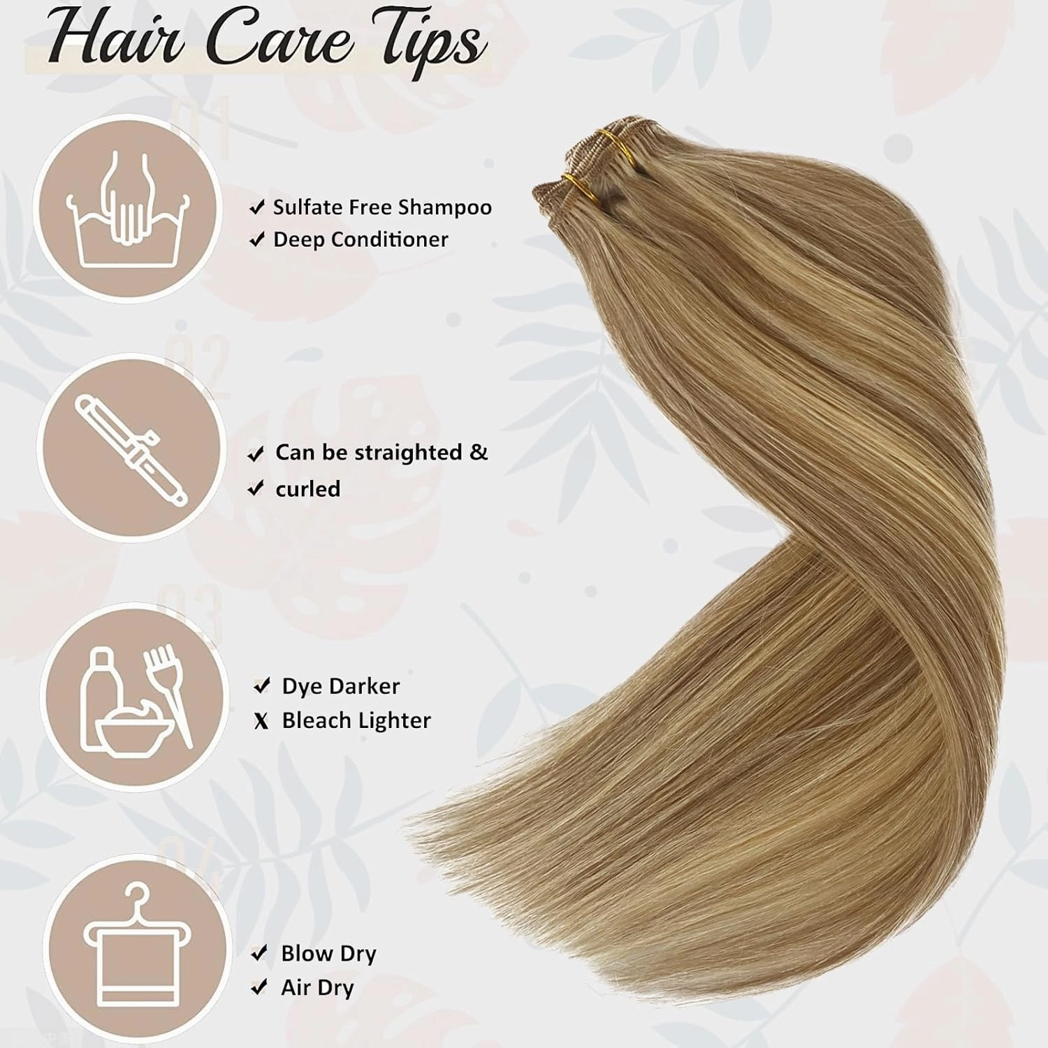 Clip In Hair Extensions 12 Inch 5pcs Straight Brown to Blonde Hair Extensions Human Hair Double Weft Soft & Durable Hairpieces For Women Full Head(#18P613)