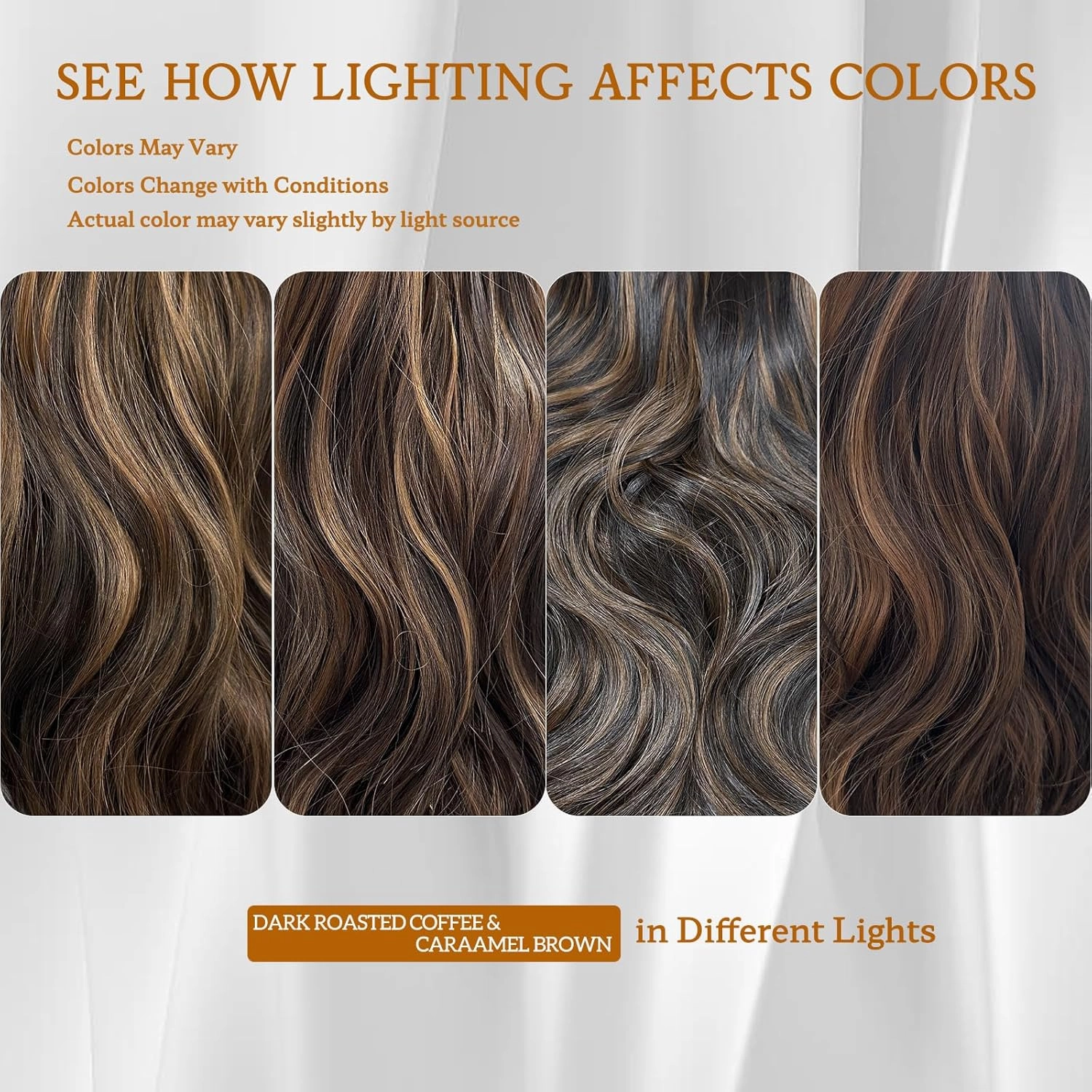 Clip in Hair Extensions, Highlight balayage dark brown Hair Extensions, 6 PCS Hairpieces, Natural & Blends Well (20inch, 6pcs, Dark roasted coffee & Caraamel brown)