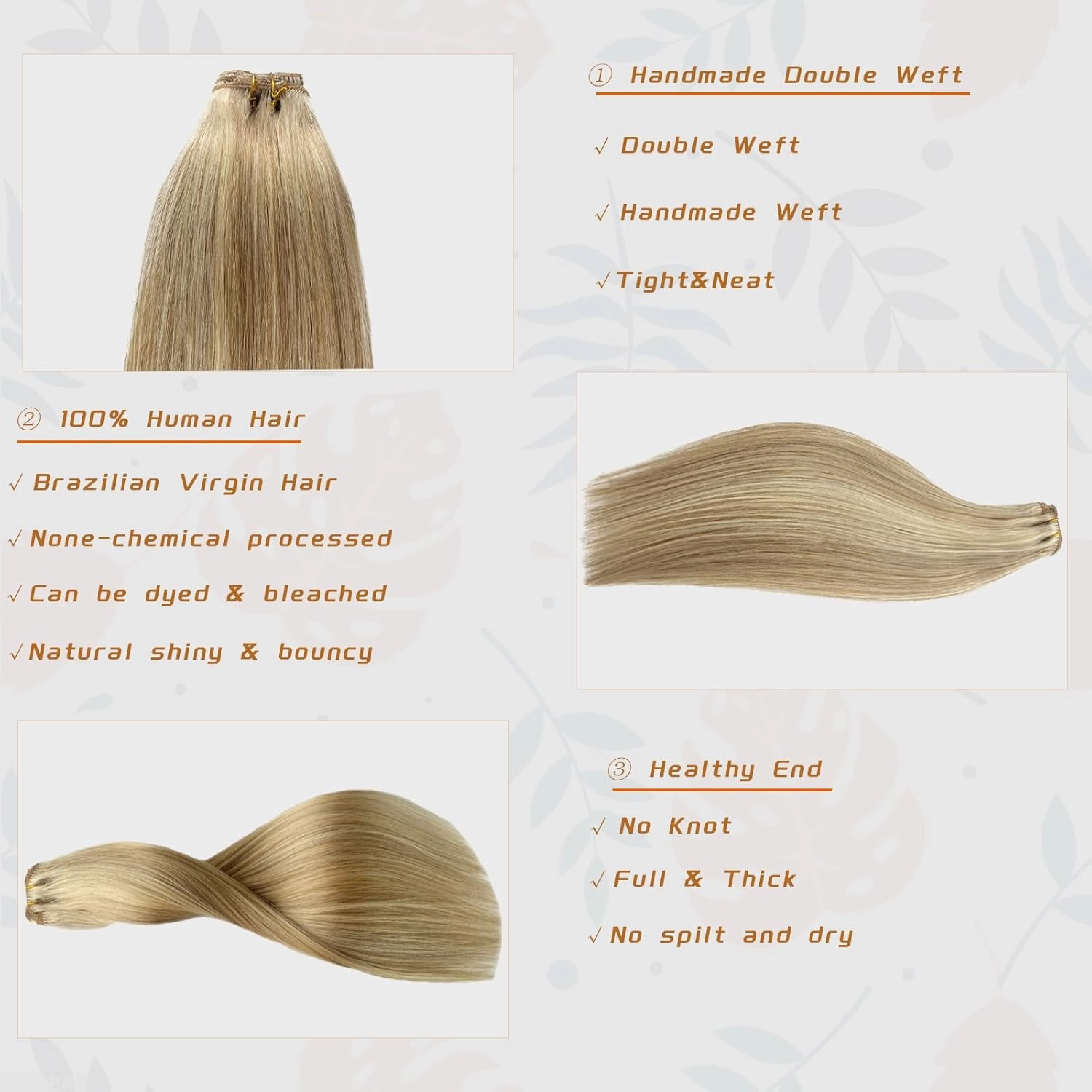 Clip in Hair Extensions Human Hair,OiMiGO Blonde Highlight Straight Hair 70g 5pcs 12 Inch Real Human Hair Extensions Clip in Remy Hair Extensions Soft & Comfortable Hairpieces(#18P60,12Inch)