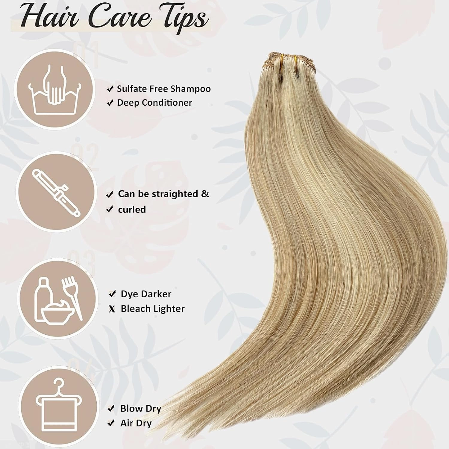 Clip in Hair Extensions Human Hair,OiMiGO Blonde Highlight Straight Hair 70g 5pcs 12 Inch Real Human Hair Extensions Clip in Remy Hair Extensions Soft & Comfortable Hairpieces(#18P60,12Inch)