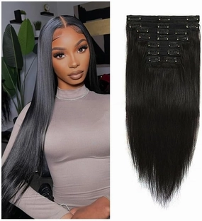 Clip in Hair Extensions Long Straight Clip in Hair Extensions Real Human Hair Extensions 20 22 24 Inch Brazilian Remy Human Hair Clip in Hair Extensions 8 Pieces 120G Human Hair Extensions Clip(22inch