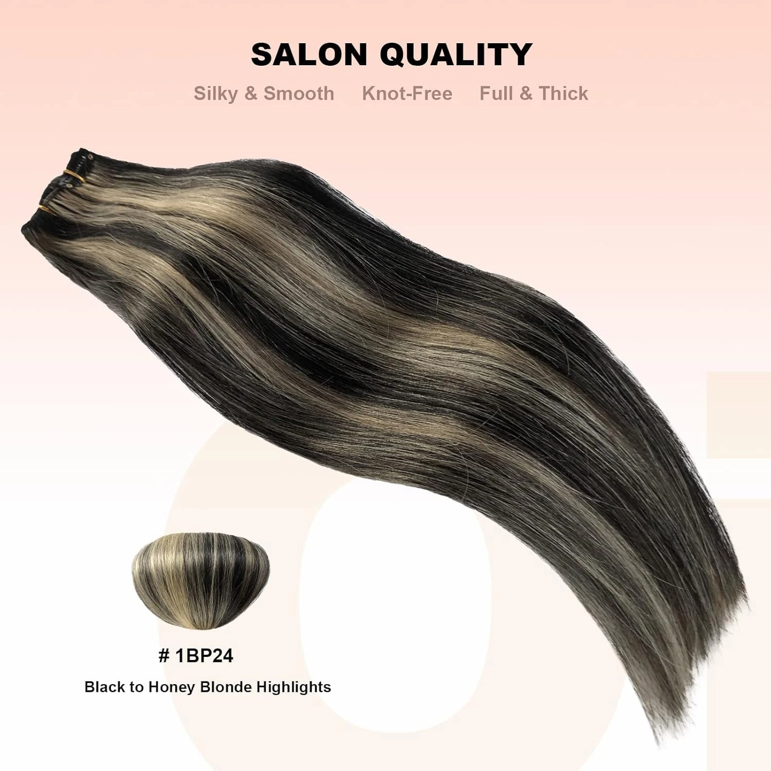 Clip in Hair Extensions, OiMiGO Blonde Highlights Human Hair Extensions Black and Honey Blonde Clip ins 5Pcs 12Inch 70g Invisible Clips Straight Blonde Highlighted Clips on Extension