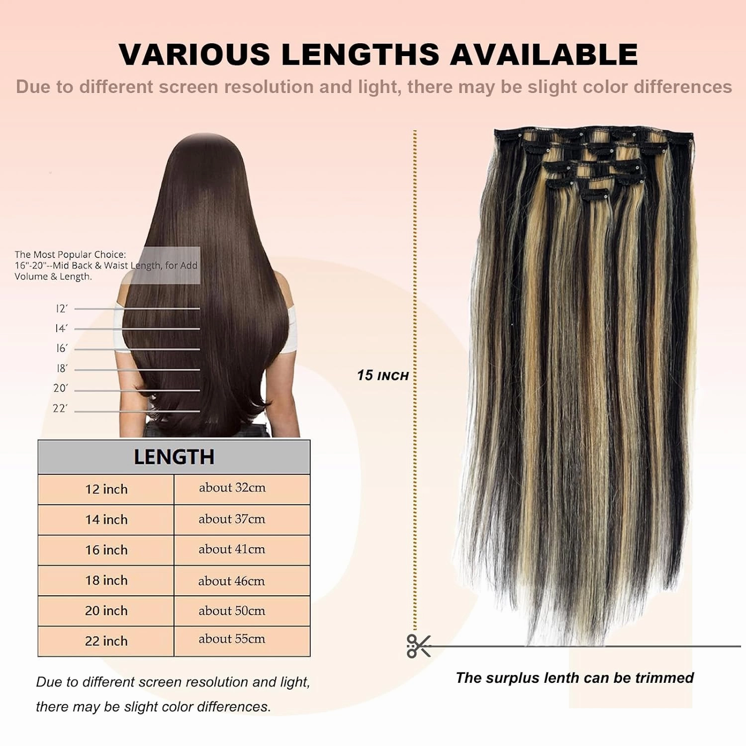 Clip in Hair Extensions, OiMiGO Blonde Highlights Human Hair Extensions Black and Honey Blonde Clip ins 5Pcs 12Inch 70g Invisible Clips Straight Blonde Highlighted Clips on Extension