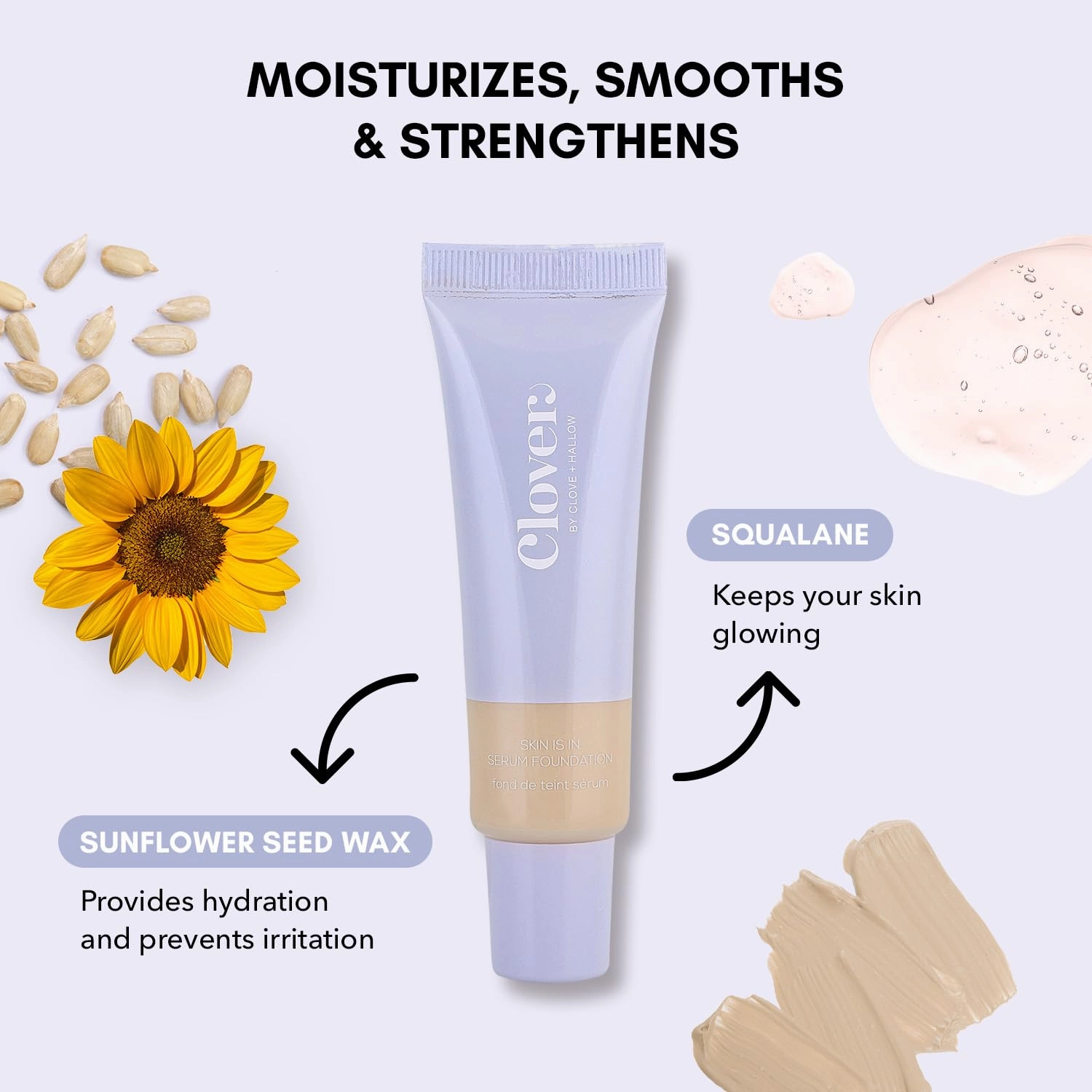 Clover Skin Is In Serum Foundation | Hydrating Face Serum, Lightweight Foundation, Cruelty-Free & Vegan | With Squalane And Sunflower Seed Wax | 30 ml - Shade 03 (Fair)