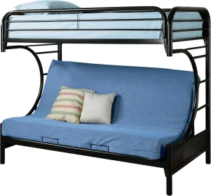 Coaster Home Furnishings Montgomery Contemporary Metal Twin Over Full Futon Bunk Bed Frame with Ladder and Guardrails Fully Slatted Mattress Ready Foundation Black 2253K