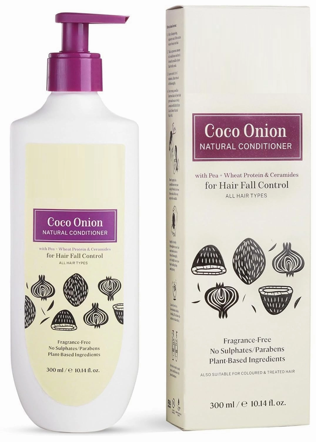 Coco Onion Natural Conditioner For Hair Fall Control Without Silicon, Sulphate, Paraben And Harmful Chemicals For Women And Men, 300 Ml,1 Count