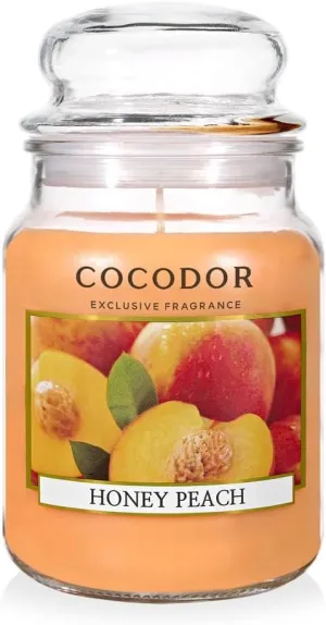 COCODOR Candle Honey Peach Scented, Large Glass Jar 18oz Wick Candle, 110 Hours of Burn Time