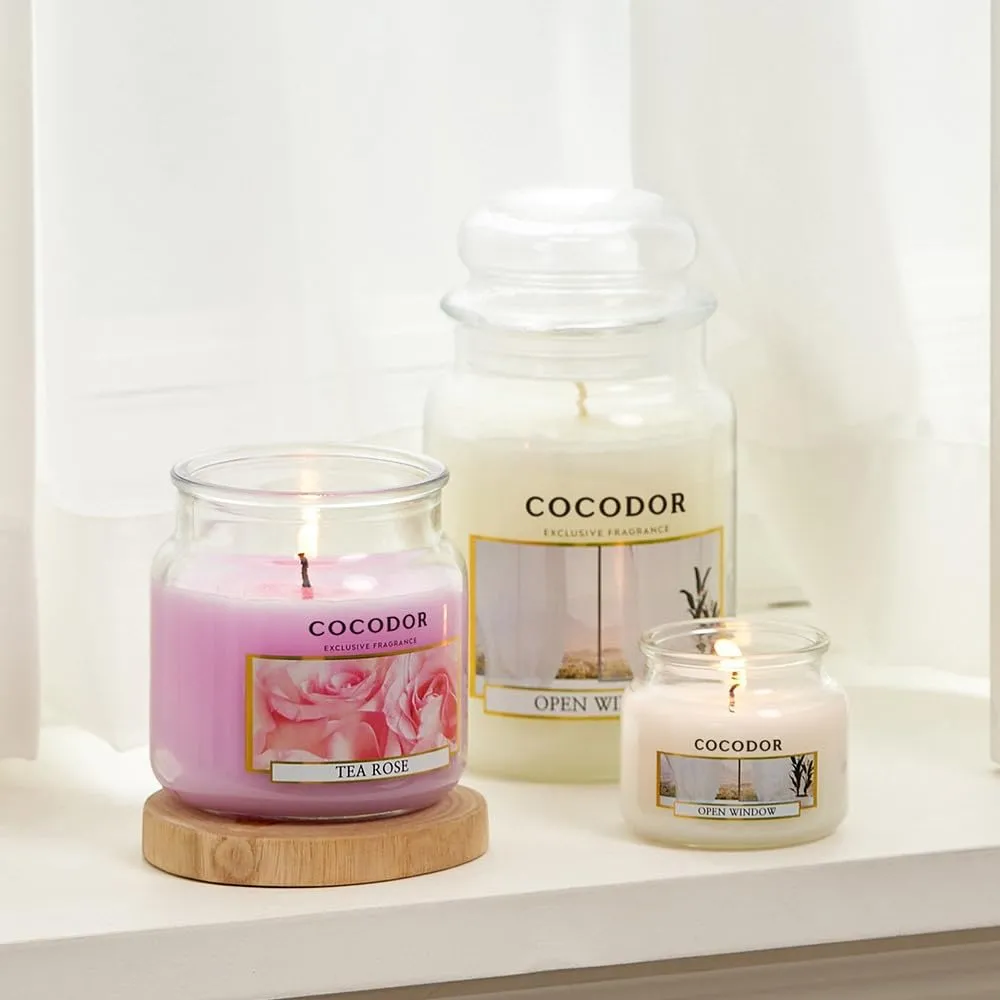 COCODOR Candle Honey Peach Scented, Large Glass Jar 18oz Wick Candle, 110 Hours of Burn Time
