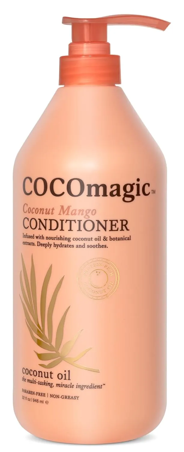 Cocomagic Coconut Mango Nourishing Conditioner | Coconut Oil and Botanical Extracts | Deeply Hydrates and Restores Shine | Paraben Free, Made in USA (32 Fl Oz)