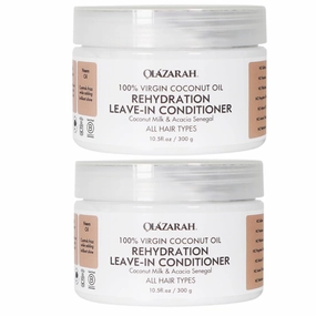 Coconut Oil Daily Rehydration Leave-in Conditioner, Enriched w/Acasia Senegal, Sweet Almond Oil - Sulfate Free, Vegan, (Lot of 2)