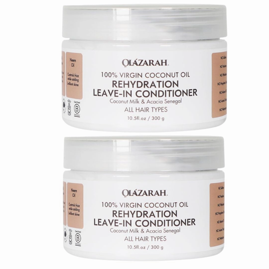 Coconut Oil Daily Rehydration Leave-in Conditioner, Enriched w/Acasia Senegal, Sweet Almond Oil - Sulfate Free, Vegan, (Lot of 2)