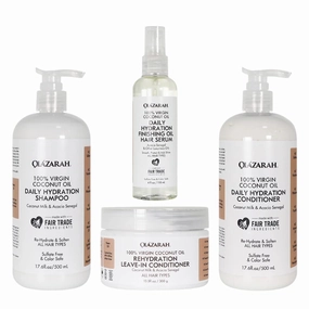 Coconut Revitalize and Nourish Hair Care Set - Coconut Milk/Oil Infused Ultimate Hydration Bundle (Shampoo, Conditioner, Leave-In Conditioner, Oil/Serum), 34 Fl. oz.