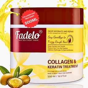 Collagen Keratin Hair Mask - Deep Repair for Damaged Hair with Argan Oil and Vitamin E - Hydrating Treatment for Dryness and Damage-500 ml (Refreshing), Yellow (16.9 Fl Oz (Pack of 1), Floral)