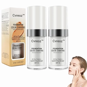 Color Changing Mature Skin Foundation, Color Changing Foundation Hides Wrinkles & Lines, BB Cream Makeup Base Concealer Cover Moisturizing Fluid for all Skin - 30ml (2PCS)