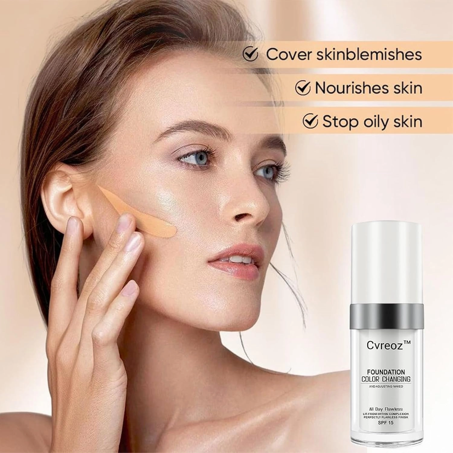 Color Changing Mature Skin Foundation, Color Changing Foundation Hides Wrinkles & Lines, BB Cream Makeup Base Concealer Cover Moisturizing Fluid for all Skin - 30ml (2PCS)