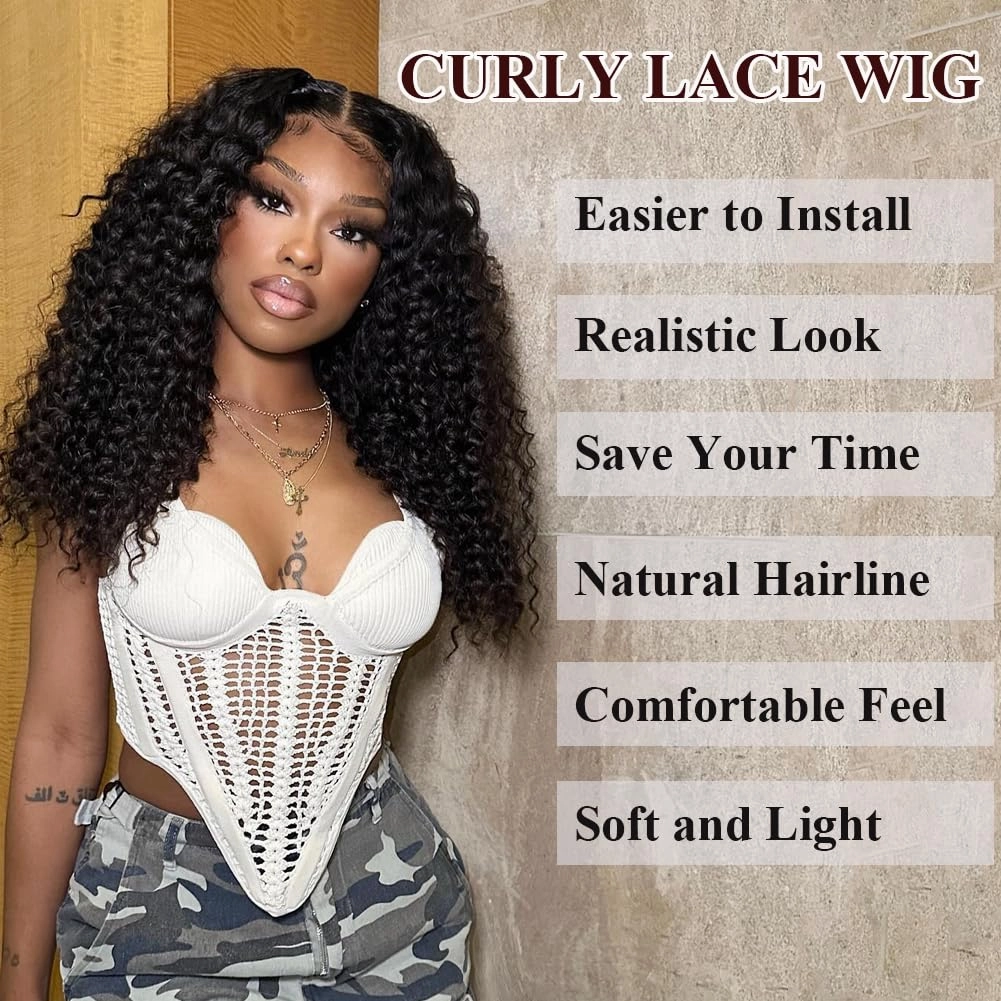 Colorful Queen Curly Lace Wig 18 Inch Burgundy Curly Wigs for Black Women Deep Wave Curly Lace Front Wig Pre Plucked with Baby Hair Wet and Wavy Synthetic Lace Front Wig