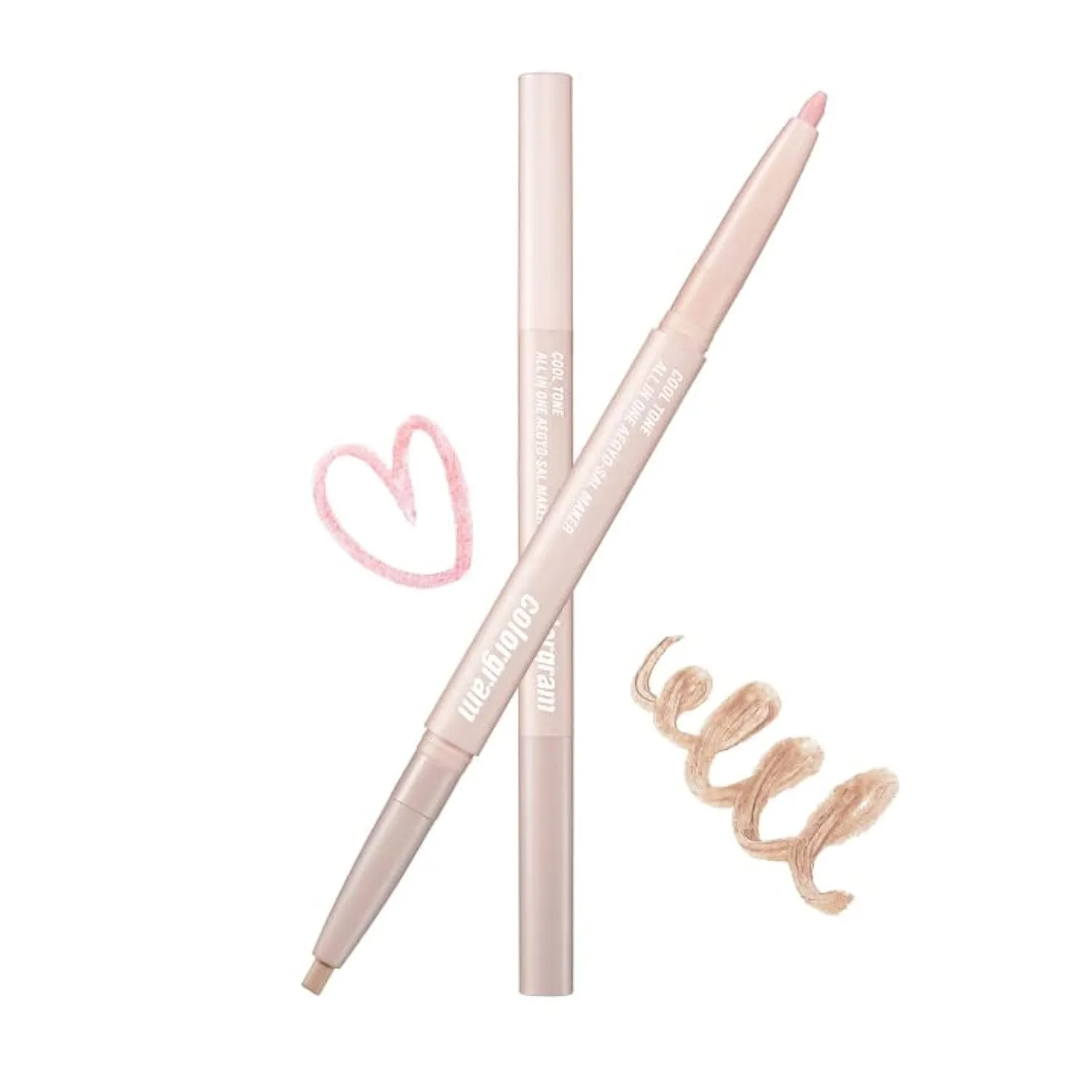 COLORGRAM Under Eye Highlighter Stick 02 Cool Tone Fruity Glass Tint 09 Heartful Mulberry Bundle