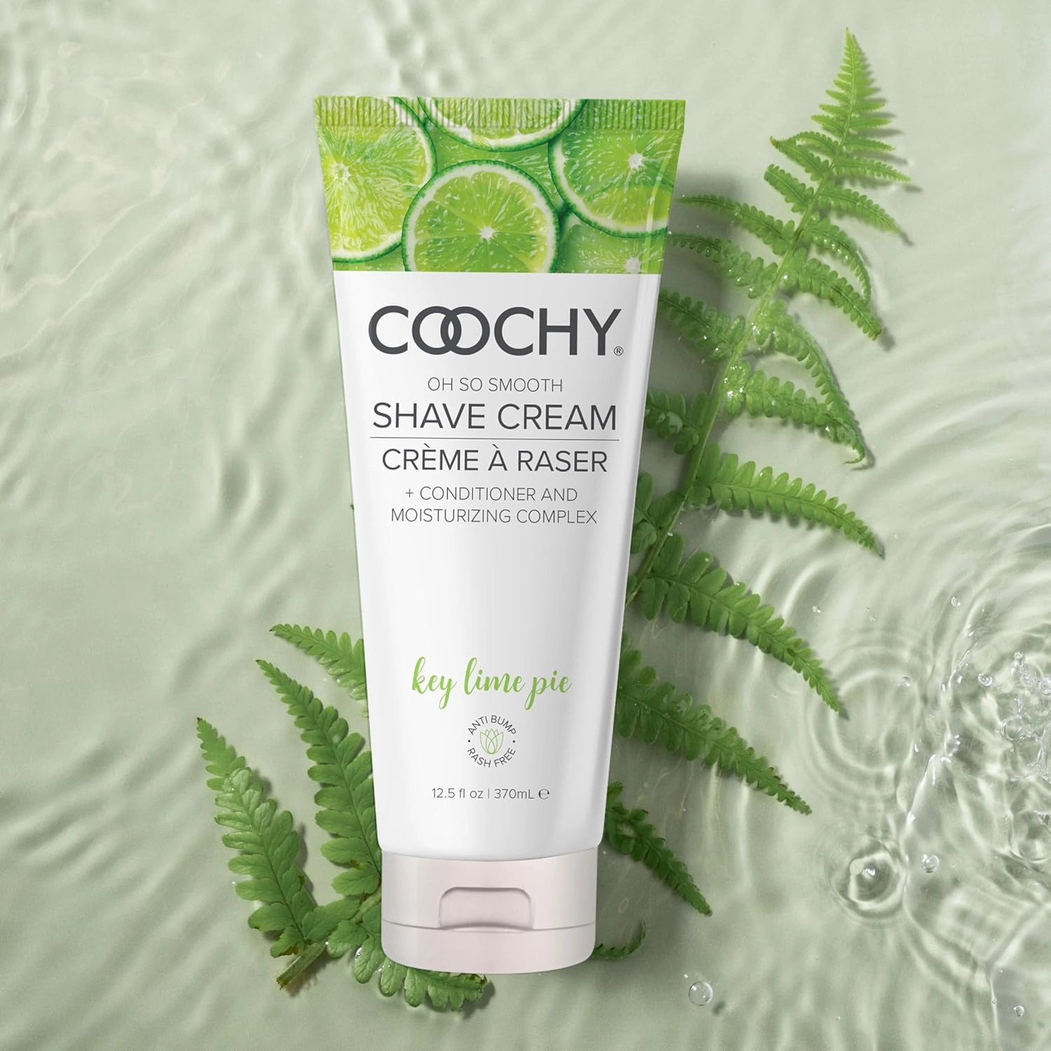 Coochy Rash-Free Shave Cream | Conditioner & Moisturizing Complex | Ideal for Sensitive Skin, Anti-Bump | Made w/Jojoba Oil, Safe to Use on Body & Face | Key Lime Pie 12.5floz/ 370mL