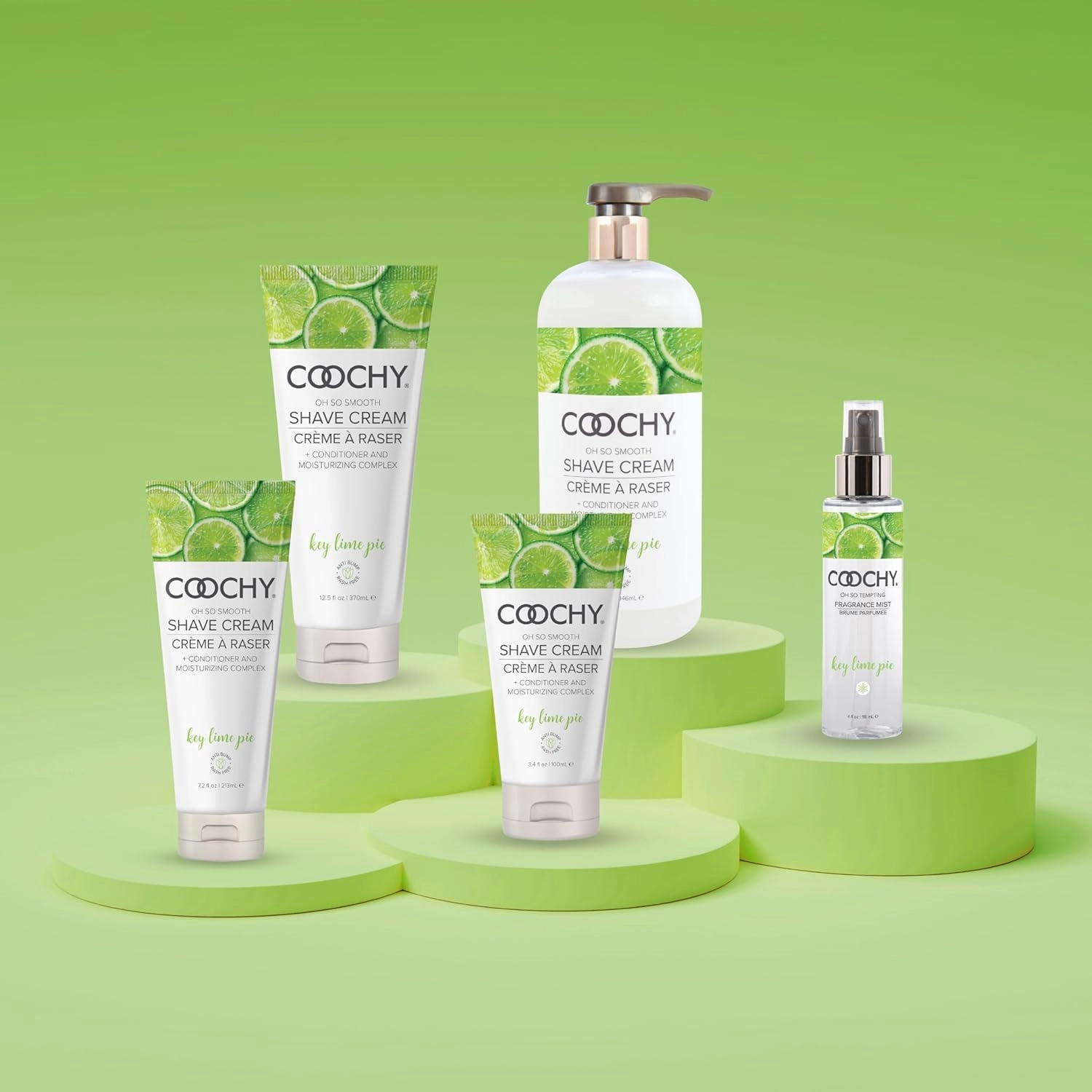 Coochy Rash-Free Shave Cream | Conditioner & Moisturizing Complex | Ideal for Sensitive Skin, Anti-Bump | Made w/Jojoba Oil, Safe to Use on Body & Face | Key Lime Pie 12.5floz/ 370mL