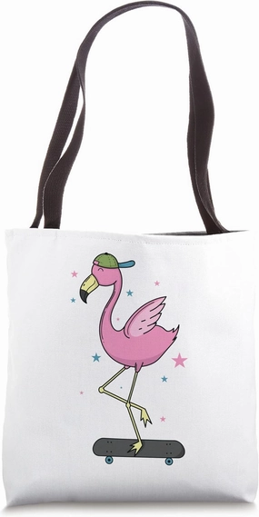 cool Flamingo on Skateboard Tote Bag