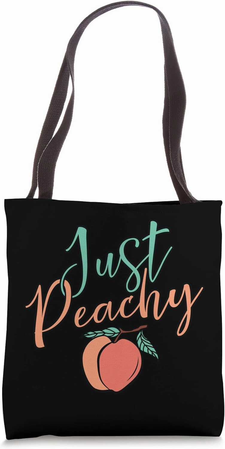 Cool Summer Fruit Retro Just Peachy & keep it Peachy Graphic Tote Bag