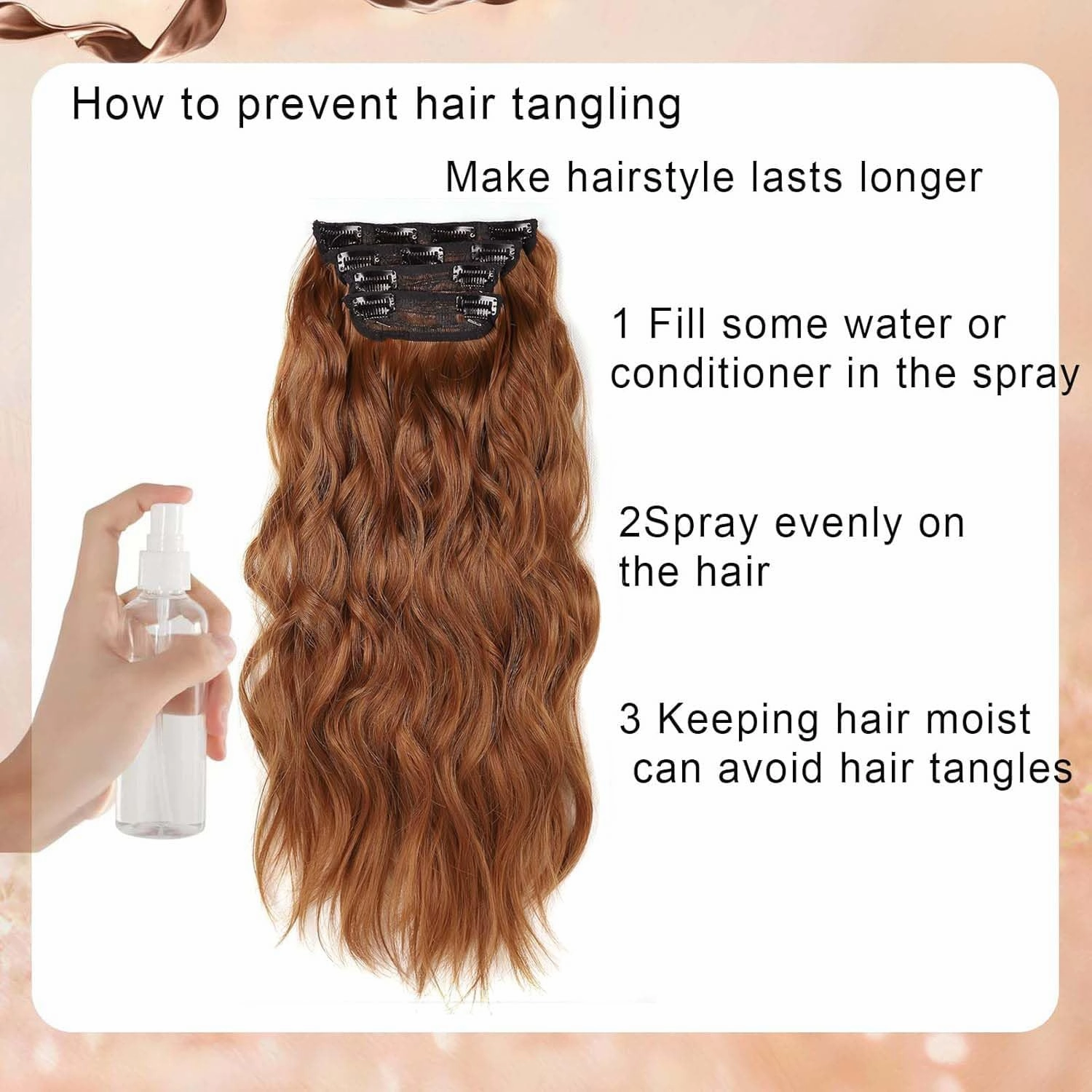 Copper Red Curly Clip In Hair Extensions for Women Synthetic Clip in Long Wavy Hair Extension 20 Inch Double Weft 4pc Hairpieces Full Head For Women (20INCH, 30c)