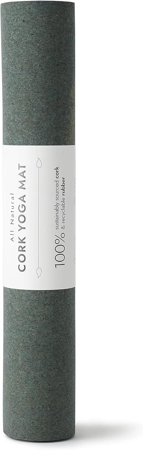 Cork Yoga Mat with Natural Rubber Base, Extra Size, Thickness and Support, Excellent Cushion & Grip, Non-Slip, Non-Toxic, Sweat-Resistant, Sustainable, Eco-friendly Excercise Mat