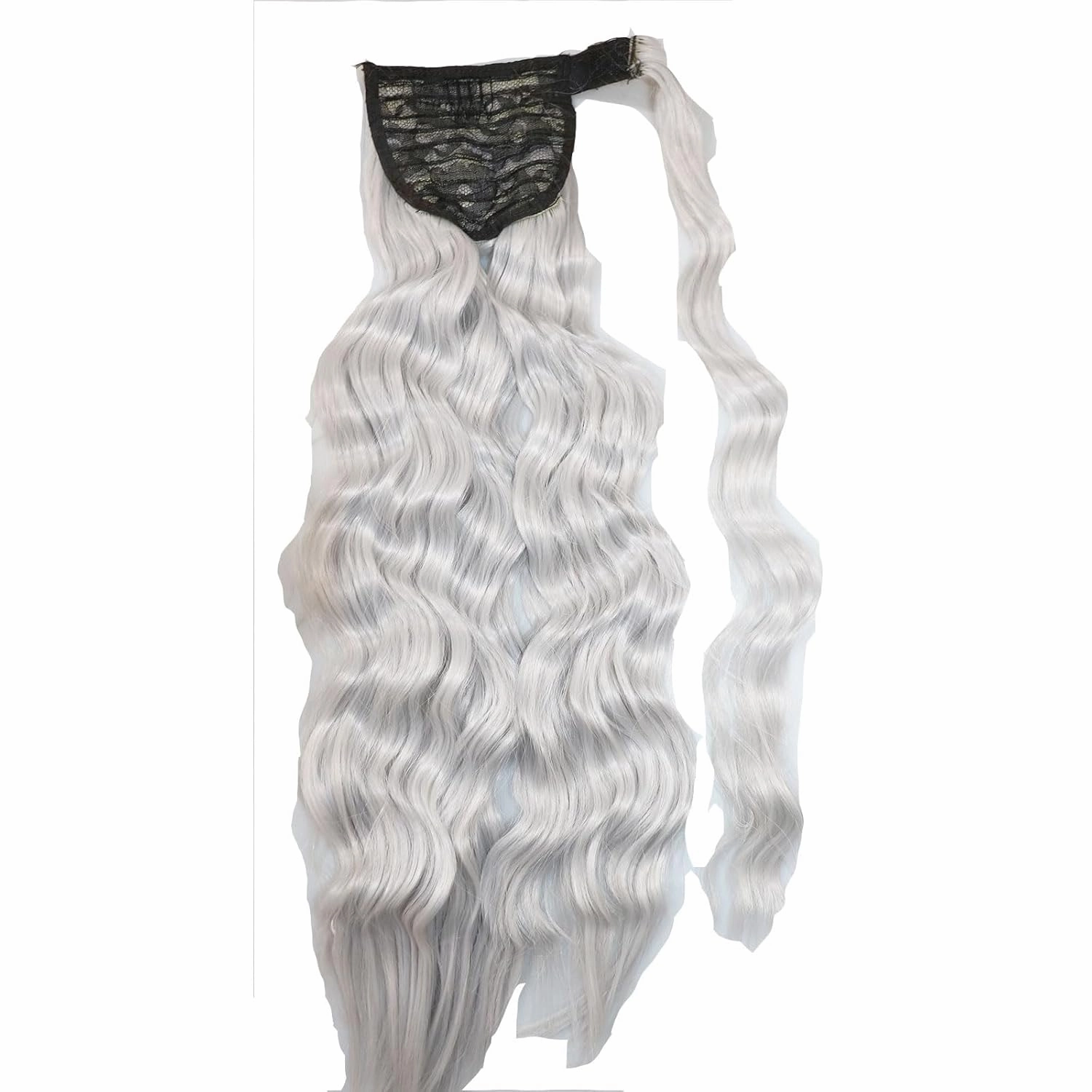 Corn Wave Ponytail Extension Wrap Around Hook and Loop Fake Hair Extensions Synthetic Pony Tail Hairpiece for Women Girls (55cm, 1001A)