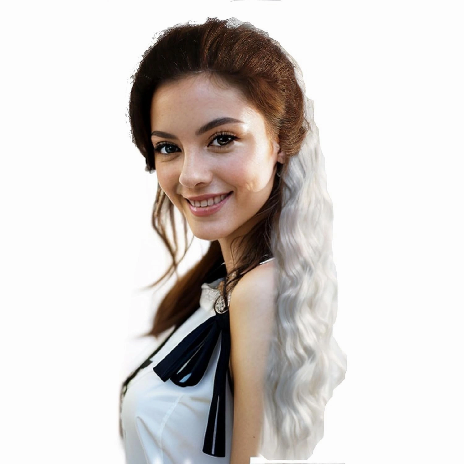 Corn Wave Ponytail Extension Wrap Around Hook and Loop Fake Hair Extensions Synthetic Pony Tail Hairpiece for Women Girls (55cm, 1001A)