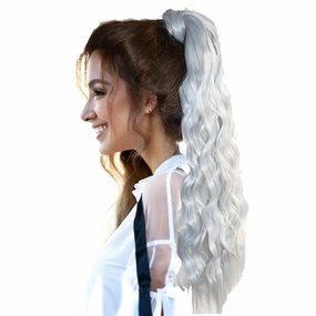 Corn Wave Ponytail Extension Wrap Around Hook and Loop Fake Hair Extensions Synthetic Pony Tail Hairpiece for Women Girls (55cm, 1001A)