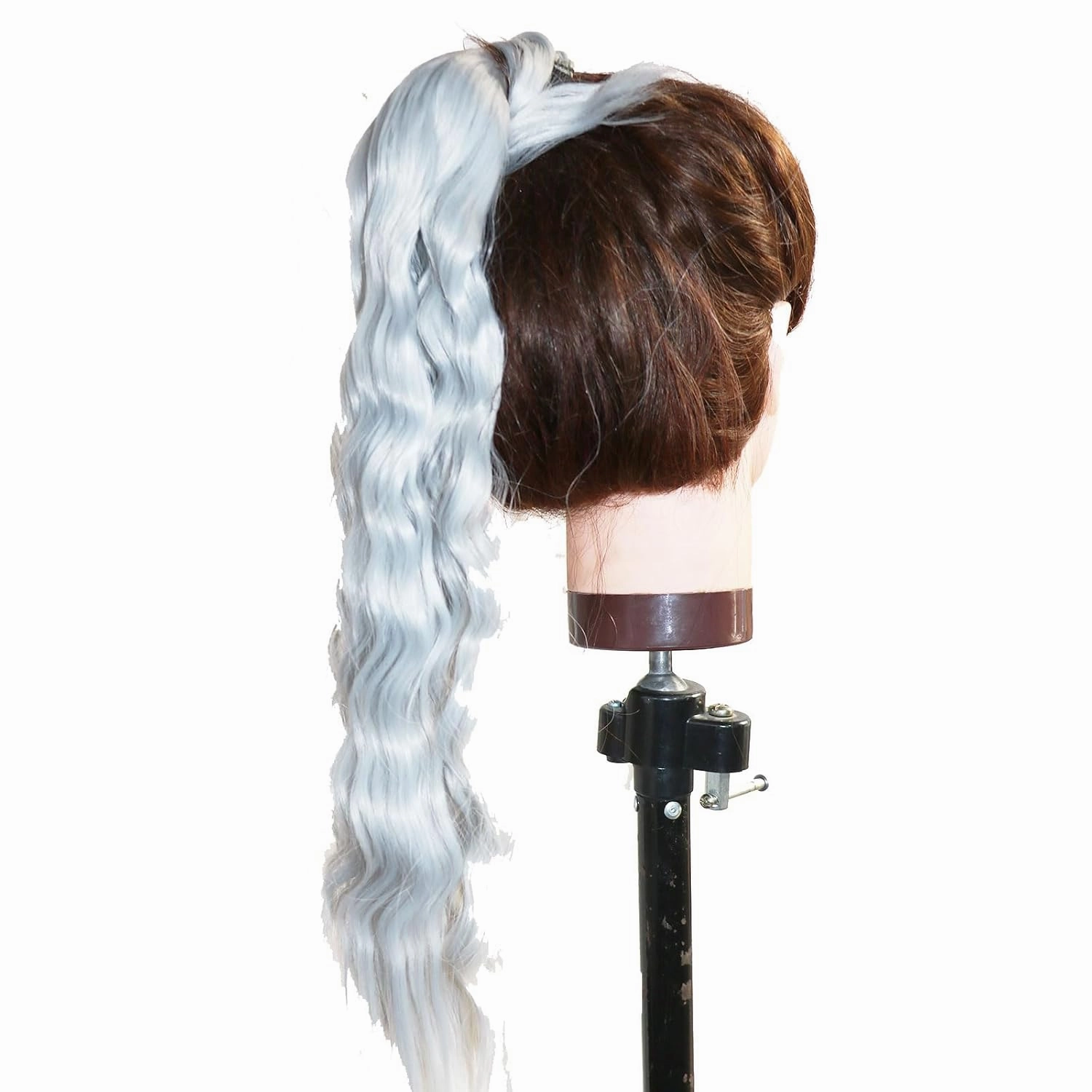 Corn Wave Ponytail Extension Wrap Around Hook and Loop Fake Hair Extensions Synthetic Pony Tail Hairpiece for Women Girls (55cm, 1001A)