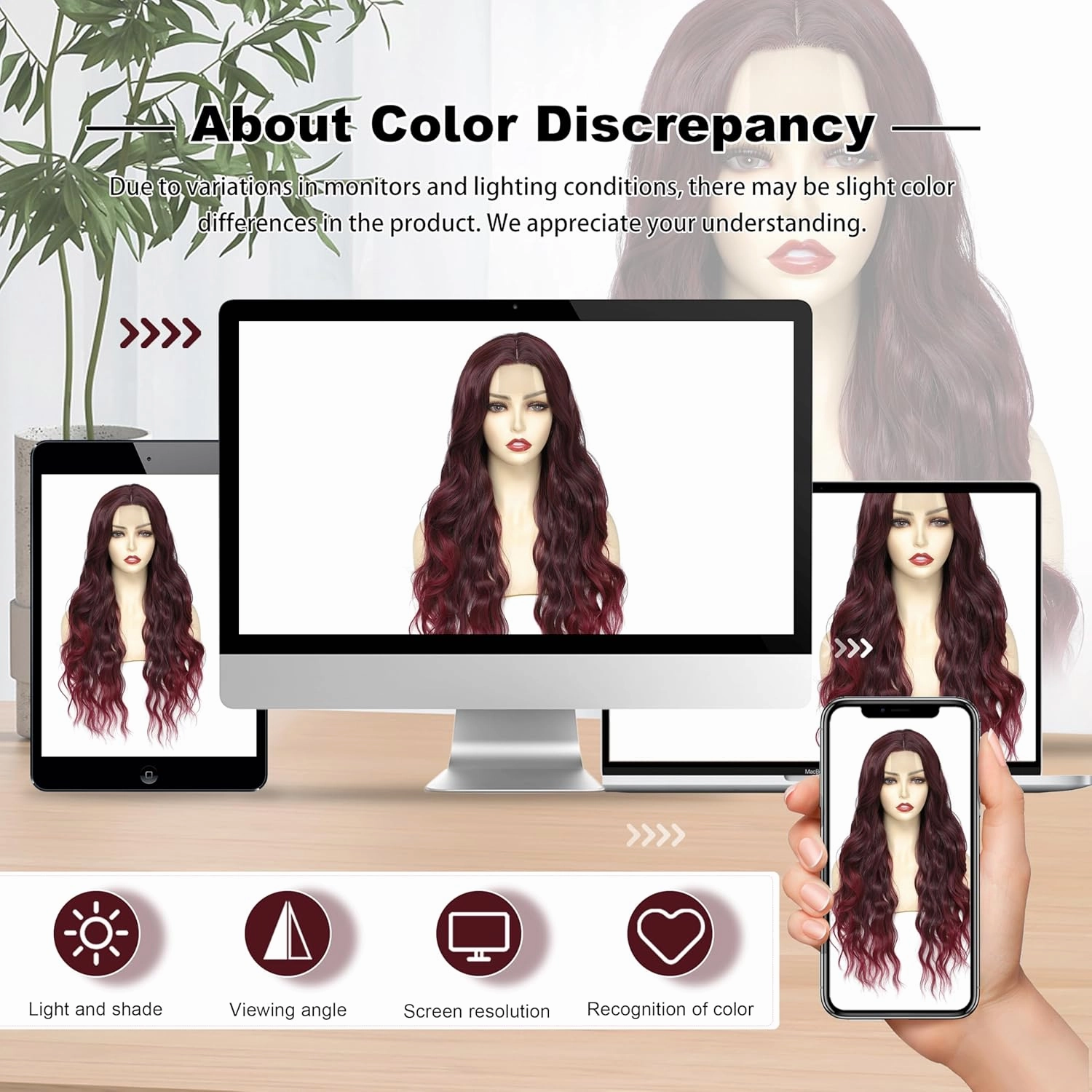 Cosplay Long Burgundy Wig 26 Inch Middle Part Synthetic Wig Realistic Gifts Party Wigs for Women Daily Use Colorful Wigs (Burgundy)