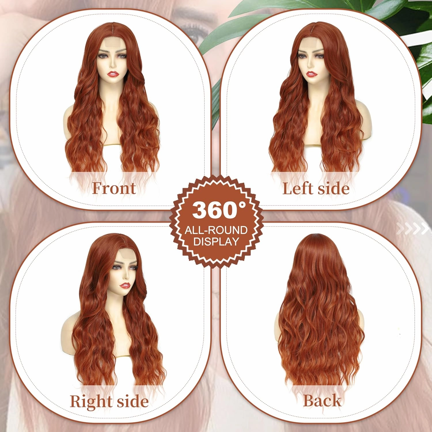Cosplay Long Copper Wig 26 Inch Middle Part Synthetic Wig Realistic Gifts Party Wigs for Women Daily Use Colorful Wigs (Copper)