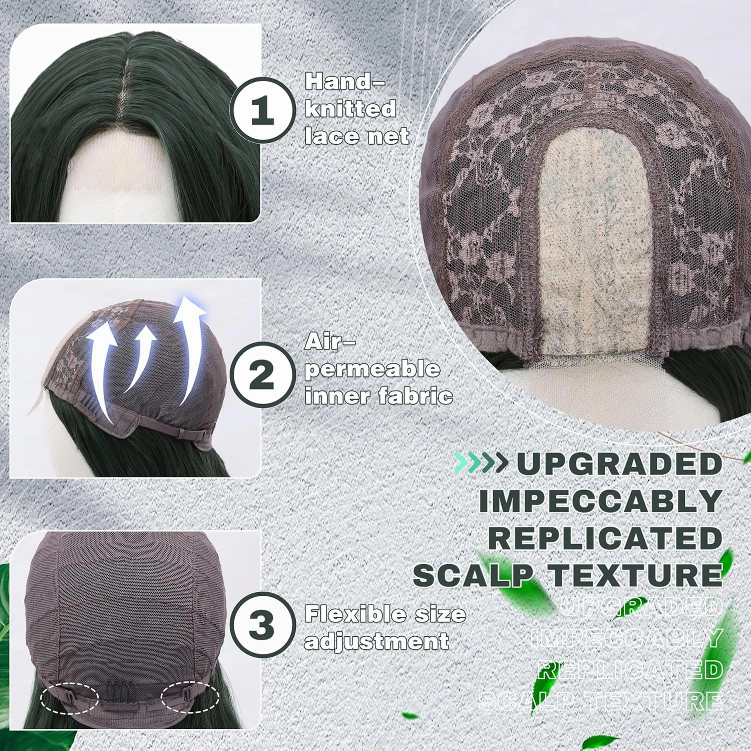 Cosplay Long Dark Green Wig 28 Inch Middle Part Synthetic Wig Realistic Gifts Party Wigs for Women Daily Use Colorful Wigs (Dark Green)