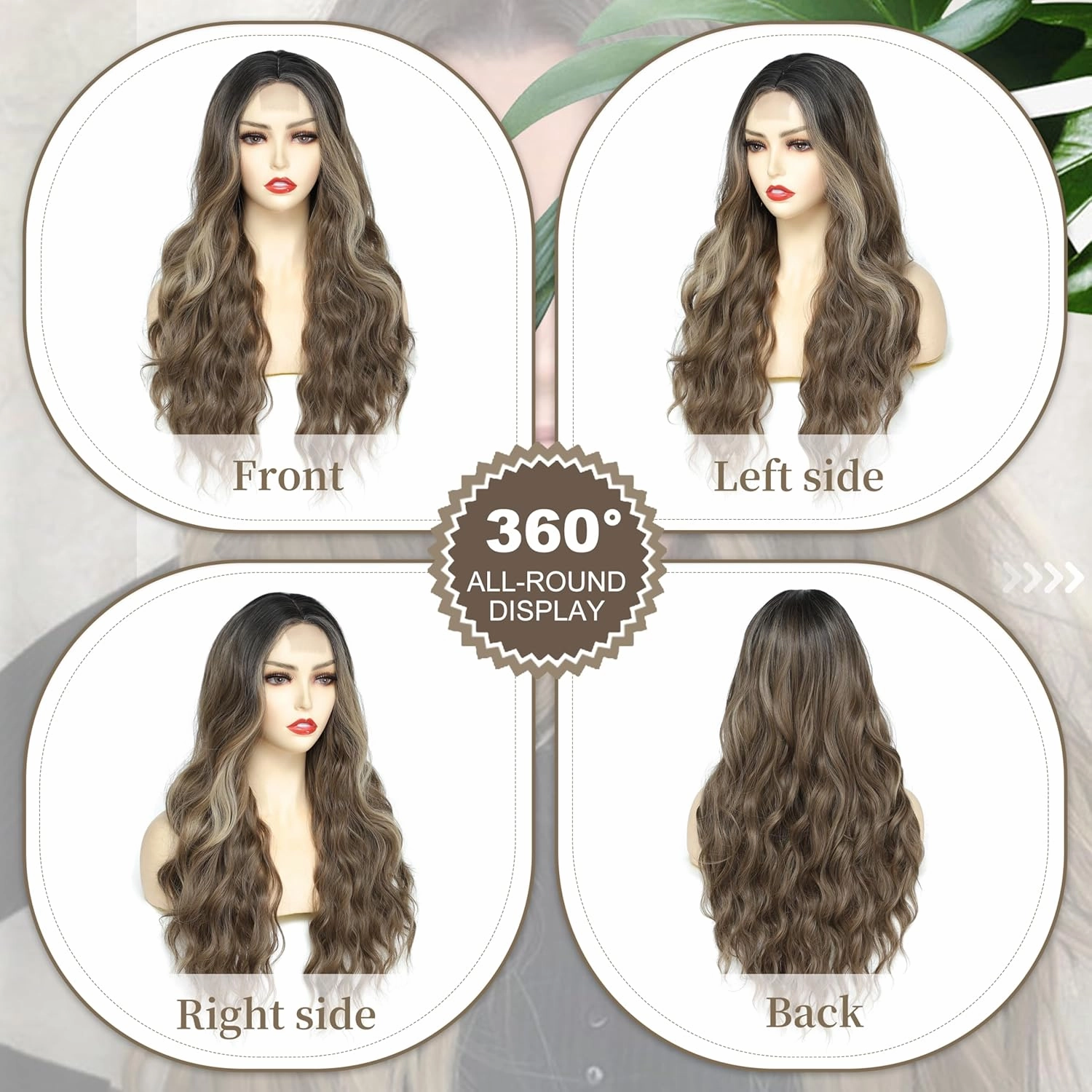 Cosplay Long Ombre Ash Brown Wig 26 Inch Middle Part Synthetic Wig Realistic Gifts Party Wigs for Women Daily Use Colorful Wigs (Ombre Ash Brown)