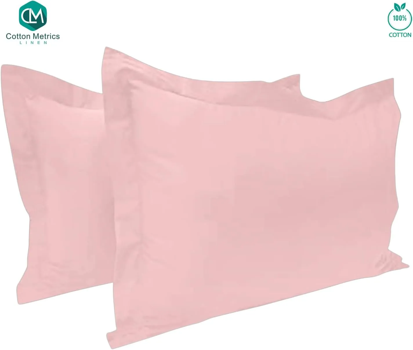 Cotton Metrics Heavy Quality Standard Pillow Shams Set of 2 Blush Pink 600TC 100% Organic Cotton Blush Pink Pillow Shams Standard Size 20X26 Decorative Pillow Cover with 2 Inch Flang