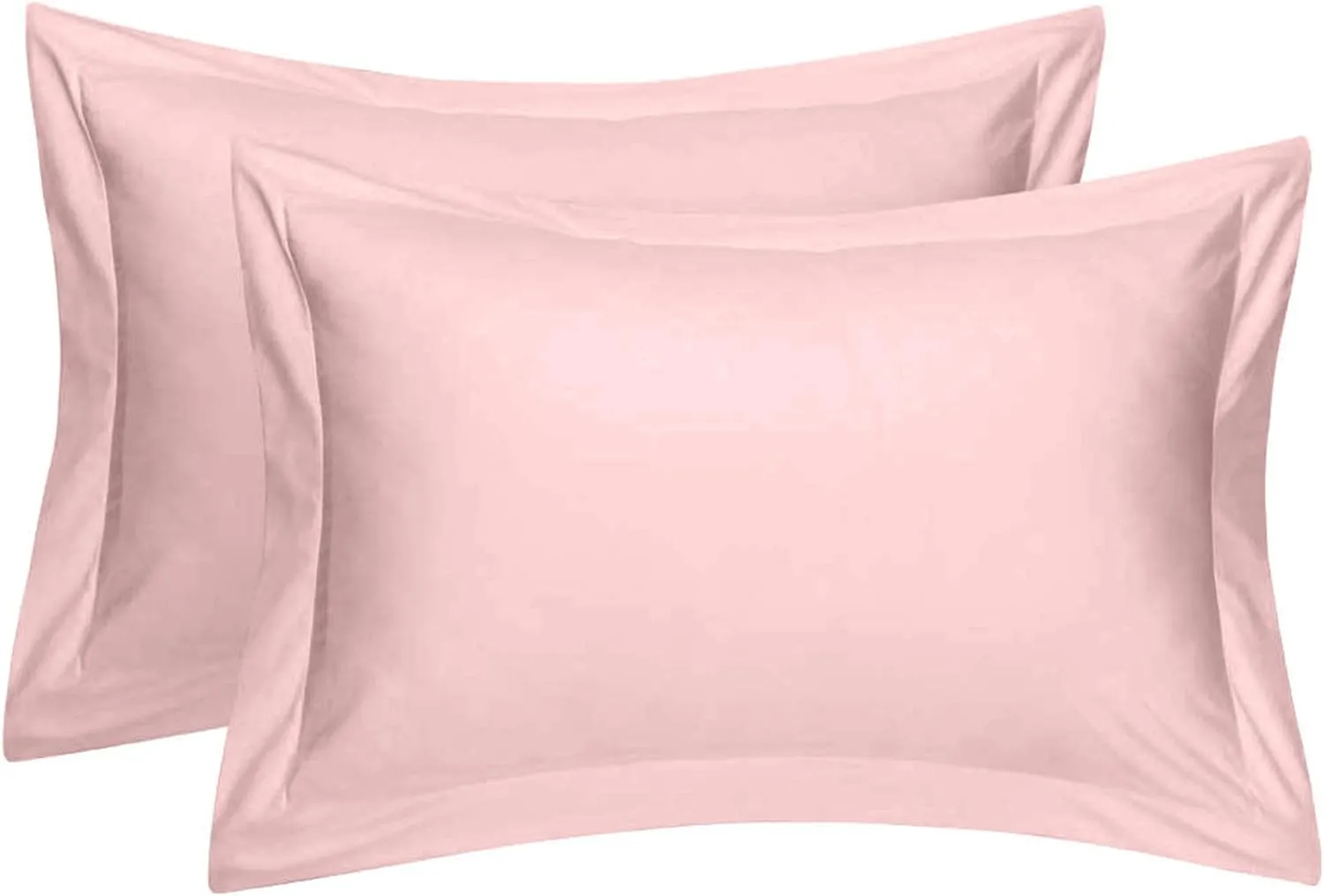 Cotton Metrics Heavy Quality Standard Pillow Shams Set of 2 Blush Pink 600TC 100% Organic Cotton Blush Pink Pillow Shams Standard Size 20X26 Decorative Pillow Cover with 2 Inch Flang