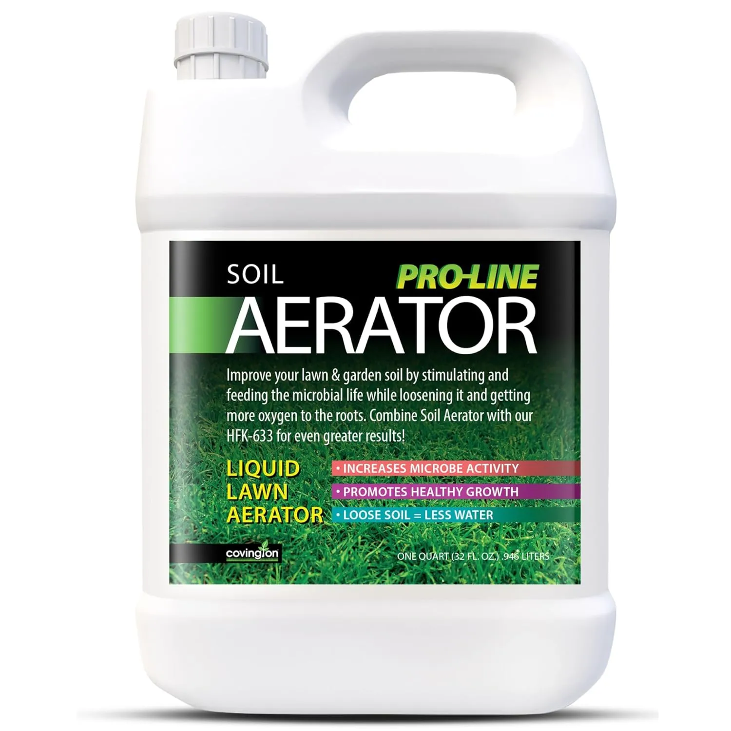 Covington Liquid Lawn Aerator PRO-LINE (32oz) – Soil Conditioner & Softener for Lawns & Gardens – Loosens Clay, Compacted Soil for Better Water & Nutrient Absorption – Liquid Aeration Concentrate