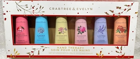 Crabtree & Evelyn Hand Therapy 6-Pack (0.9 oz Each) (Summer Hill, La Source, Lavender, Pomegranate Argan Grapeseed, Pear & Pink Magnolia and Rosewater)