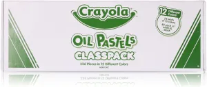 Crayola Oil Pastels Classpack (336ct), 12 Brilliant Opaque Colors, Kids Arts & Crafts, School Supplies for Classrooms, 4 