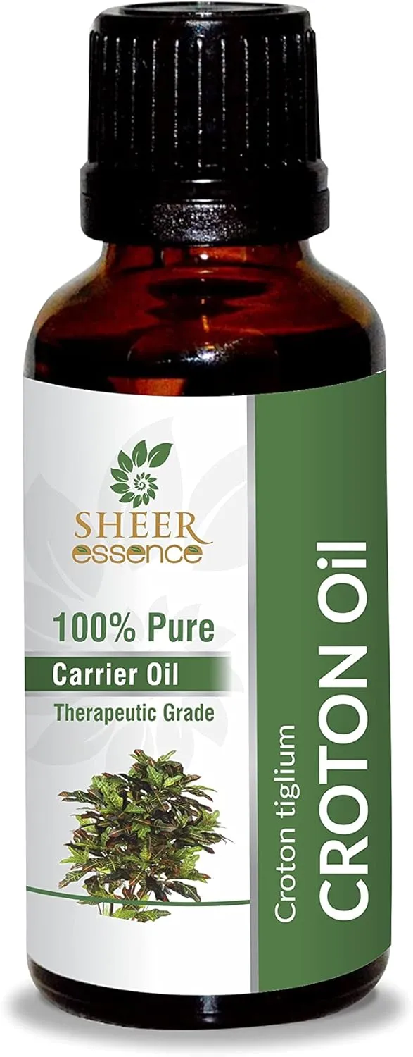Croton Oil -(Croton Tiglium)- Carrier Oil 100% Pure Natural Undiluted Uncut Therapeutic Grade Oil 3.38 FL.OZ