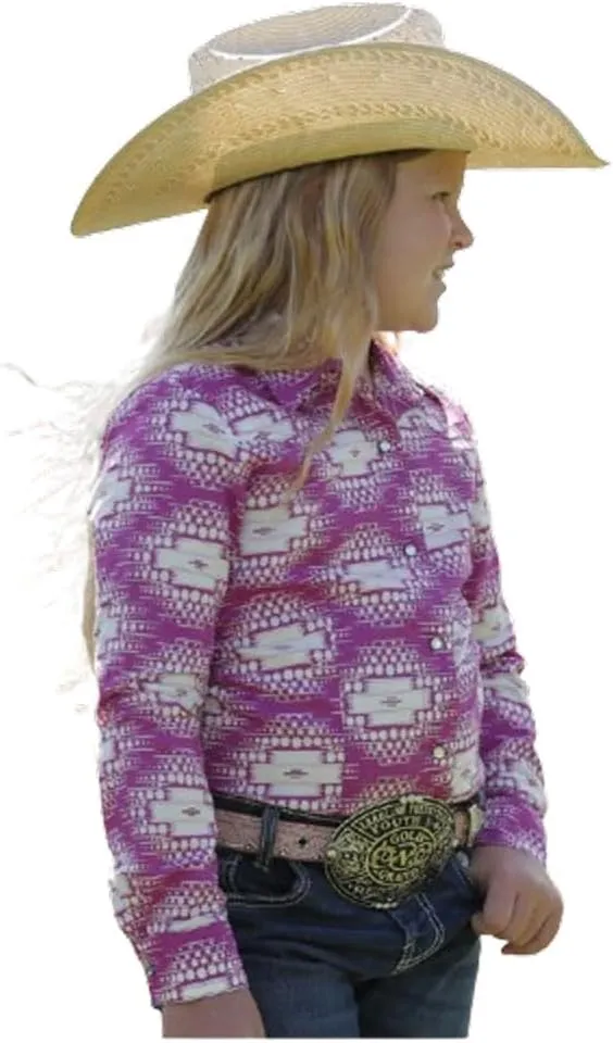 Cruel Girl Girls' Long Sleeve Western Snap Shirt - Pink