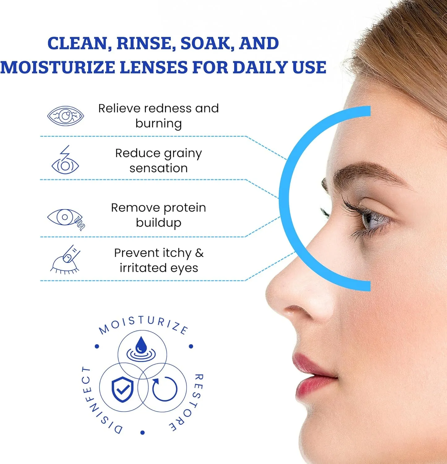 Cruelty-Free Multipurpose Contact Solution Travel Size - Mild Cleaner & Conditioner for Eye Contact Lens Care by Clear Conscience, 3 Fl oz (4 Pack)