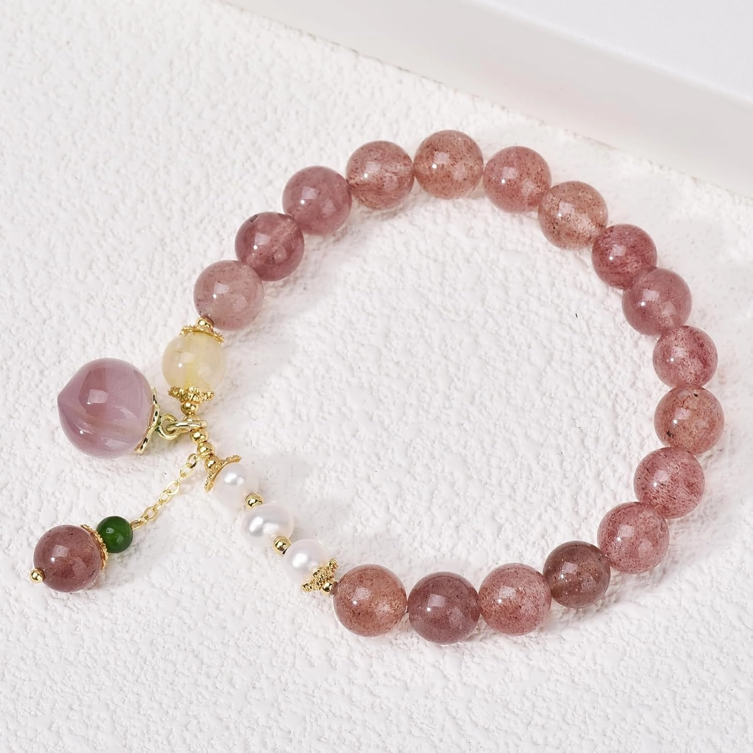 Crystals Gold Plated Beaded Friendship Bracelets Agate Jewelry Bracelet for Women Charm Bracelet