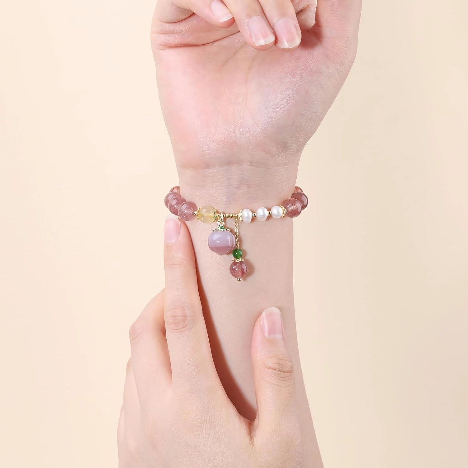 Crystals Gold Plated Beaded Friendship Bracelets Agate Jewelry Bracelet for Women Charm Bracelet