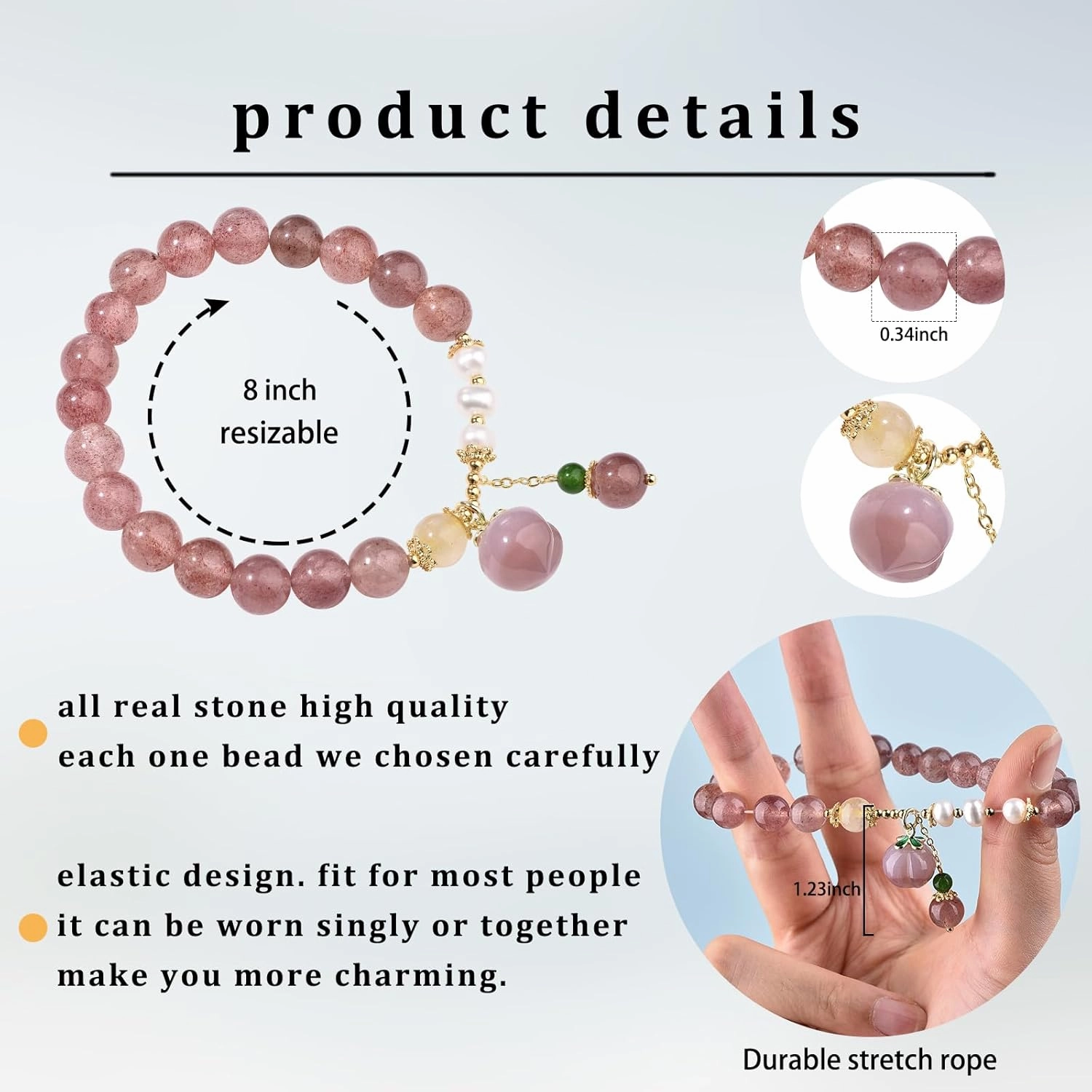 Crystals Gold Plated Beaded Friendship Bracelets Agate Jewelry Bracelet for Women Charm Bracelet
