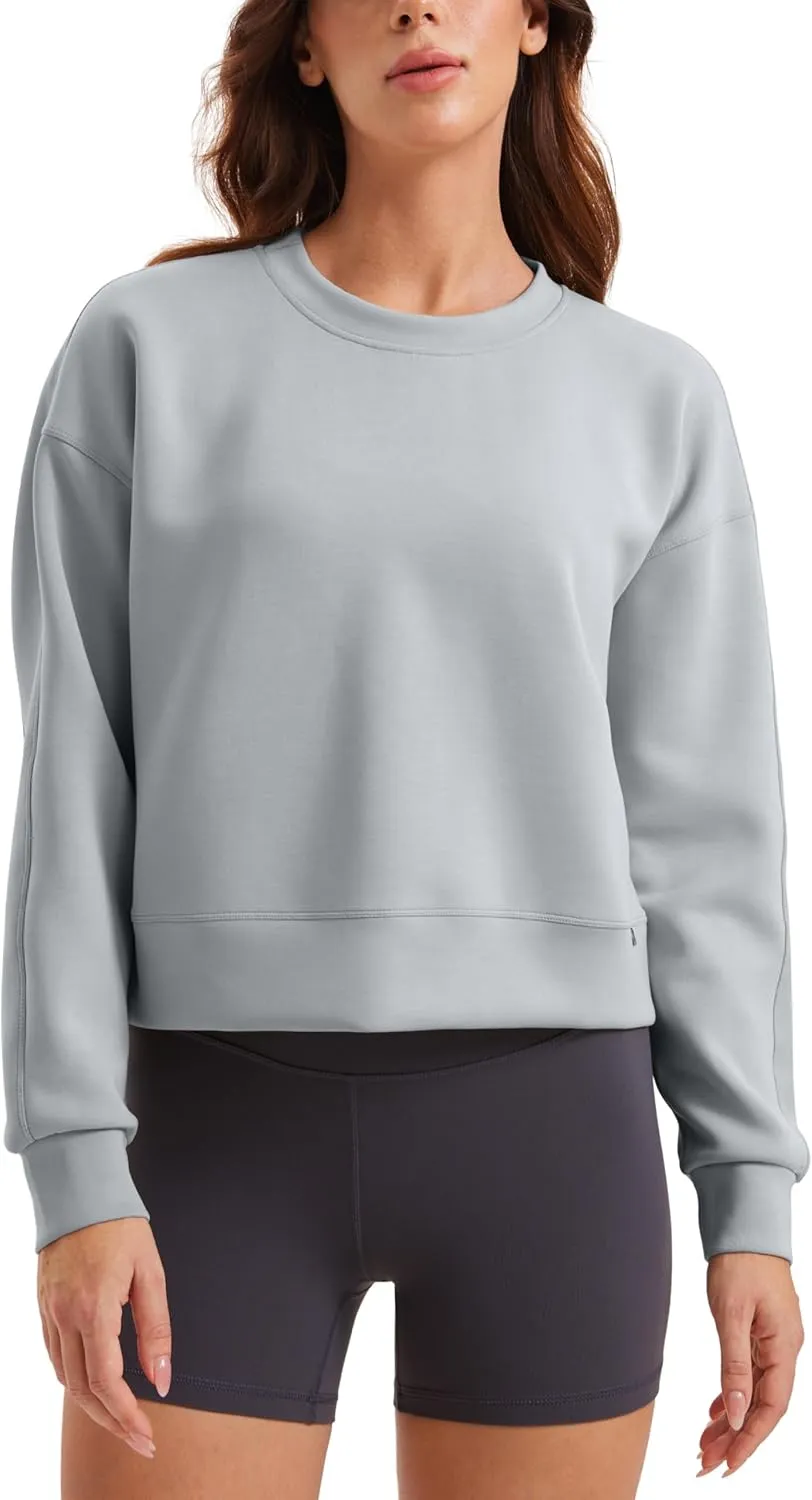 CRZ YOGA Womens SoftAura Crewneck Sweatshirt Long Sleeve Workout Casual Pullover Basic Fall Tops