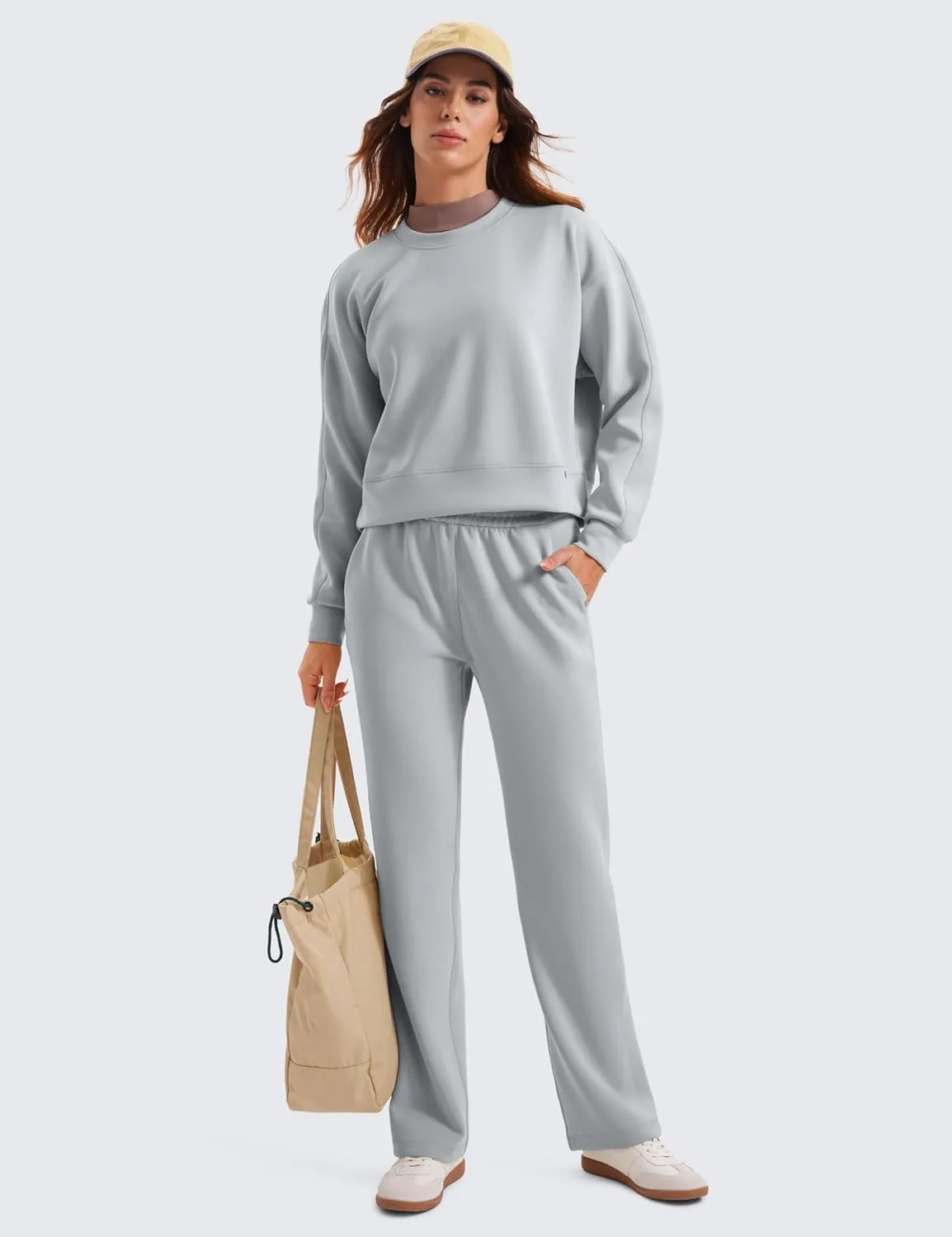 CRZ YOGA Womens SoftAura Crewneck Sweatshirt Long Sleeve Workout Casual Pullover Basic Fall Tops