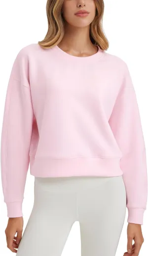CRZ YOGA Womens SoftAura Crewneck Sweatshirt Long Sleeve Workout Casual Pullover Basic Fall Tops