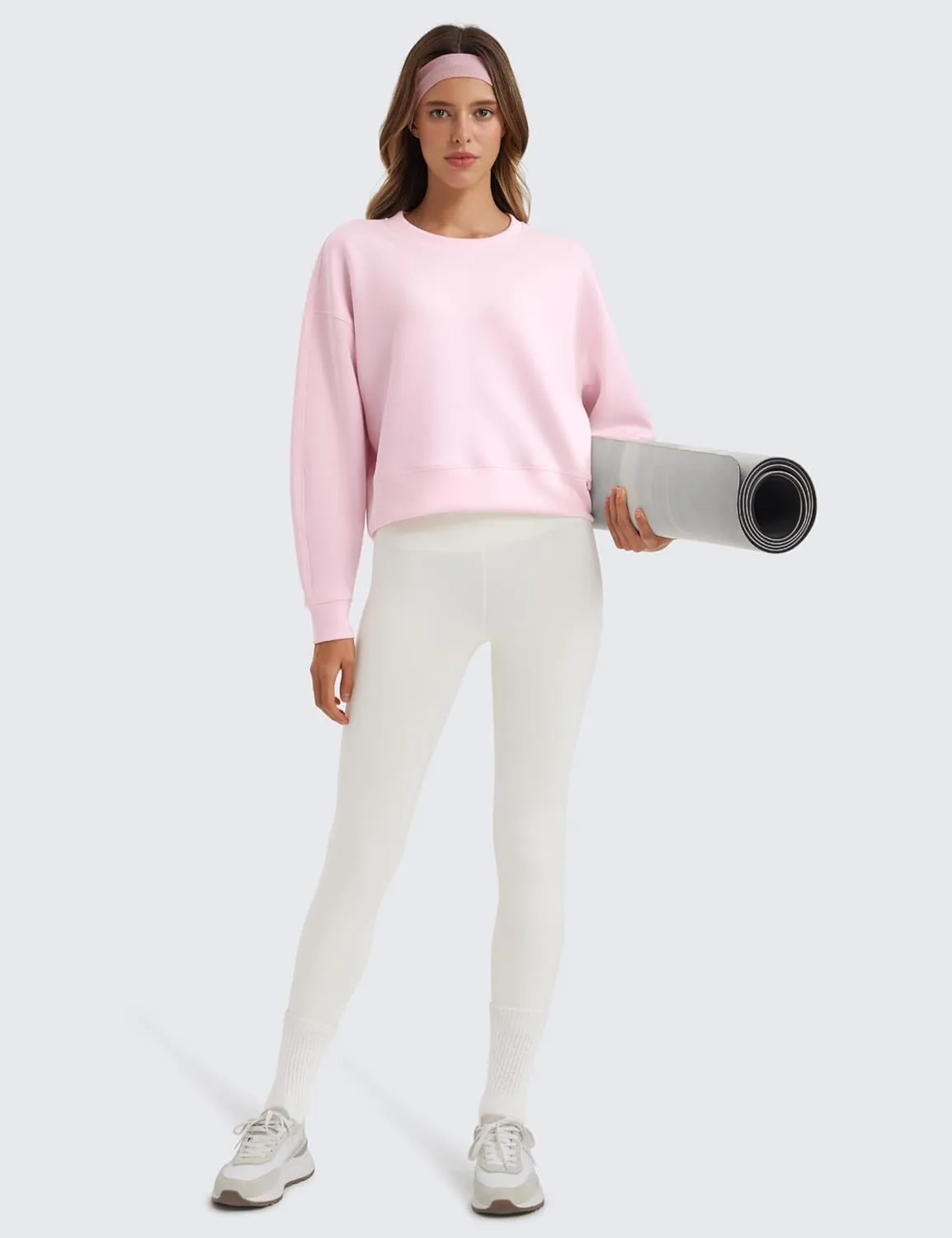 CRZ YOGA Womens SoftAura Crewneck Sweatshirt Long Sleeve Workout Casual Pullover Basic Fall Tops